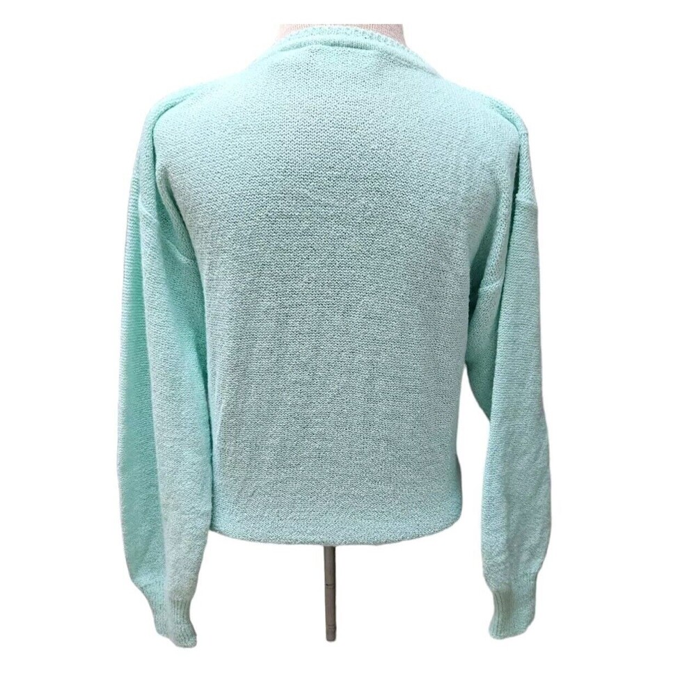 Vintage Pullover Mint Green Sweater Butterflies Size S Fantastik Cottagecore - Picture 2 of 11